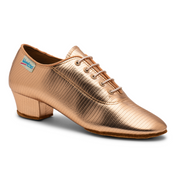 Rose Gold Lizard print metallic dance shoe on a white background