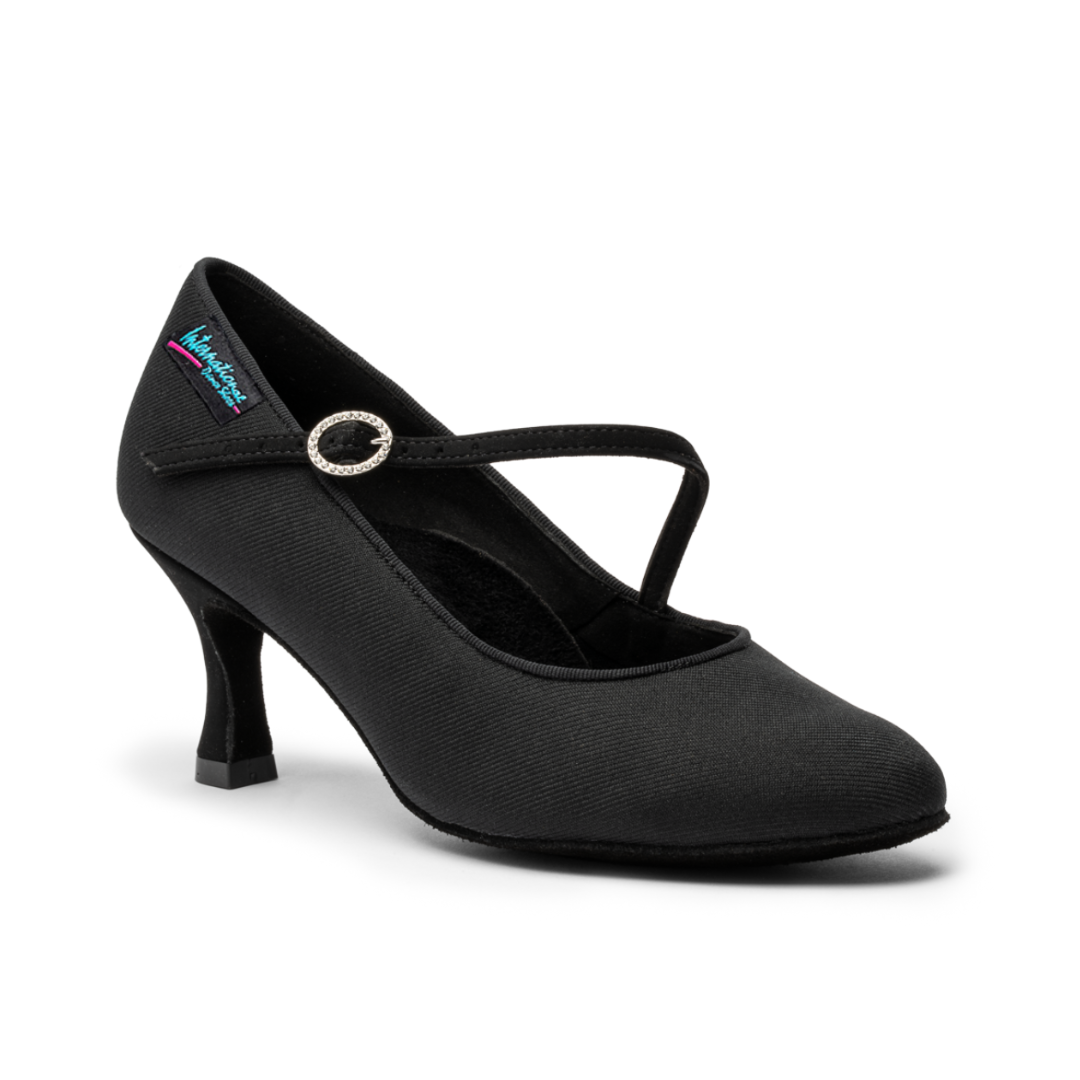 ICS RoundToe SingleStrap Black Lycra – International Dance Shoes