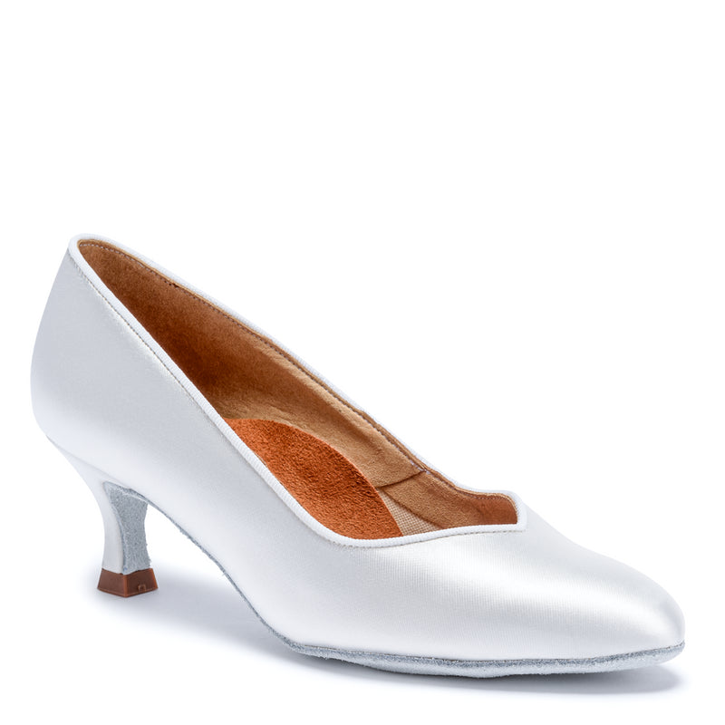 ICS Vista White Satin Handmade Ballroom Dance Shoes