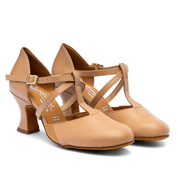 2.5" Musical Theatre Heels in Beige Calf Leather