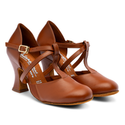 3" Musical Theatre Heels in Brown Calf Leather