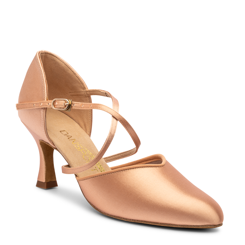 Ladies Ballroom Shoes in Peach Satin on a 2.5" IDS Heel