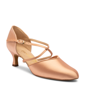 Ladies Ballroom Shoes in Peach Satin on a 2" IDS Heel